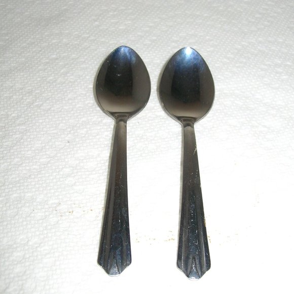 2 Vintage HB Co BABY Childs SPOONS Tea Solid Stainless 4.5"L NEW  F - Picture 1 of 4